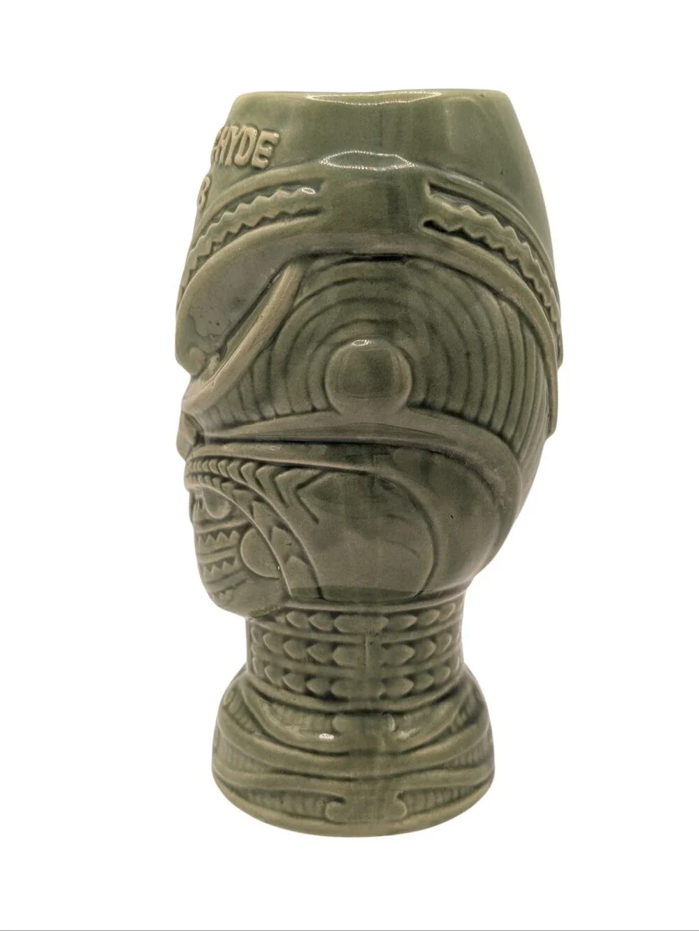 JEKYLL & HYDE CLUB Tiki Mug - Green Glaze Ceramic Cocktail Glass Cup 6.75
